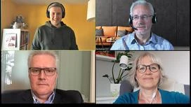 Foto: Videokonferenz mit den beiden Hope Center Leitern Ottmar Wander und Marion Gaffron (unten im Bild)